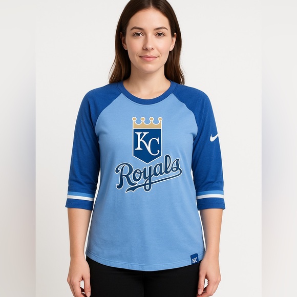 Nike Tops - Nike Light Blue Kansas City Royals 3/4 Baseball T-Shirt